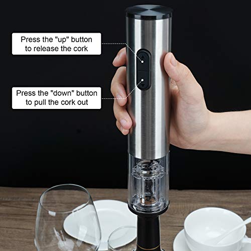 SENZER Electric Wine Opener Automatic Wine Bottle Opener Corkscrew Wine Opener with Foil Cutter Stainless Steel Resuable Wine Opener