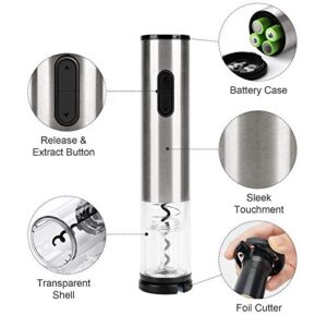 SENZER Electric Wine Opener Automatic Wine Bottle Opener Corkscrew Wine Opener with Foil Cutter Stainless Steel Resuable Wine Opener