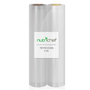 nutrichef two 8″ x10′ 4 mil commercial grade vacuum sealer food storage rolls | create your own size bag, brands, clear