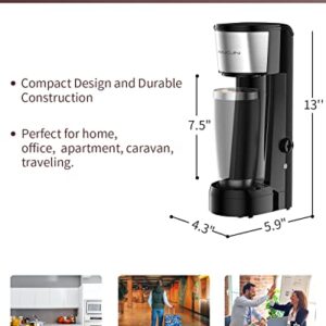 Vimukun Single Serve Coffee Maker Coffee Brewer Compatible with K-Cup Single Cup Capsule, Single Cup Coffee Makers Brewer with 6 to 14oz Reservoir, Tall Size KCM010A (Black)