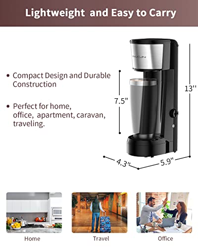 Vimukun Single Serve Coffee Maker Coffee Brewer Compatible with K-Cup Single Cup Capsule, Single Cup Coffee Makers Brewer with 6 to 14oz Reservoir, Tall Size KCM010A (Black)