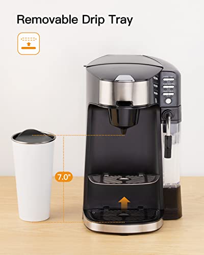 Boly 6-In-1 Coffee Maker with Auto Milk Frother, Single Serve Coffee, Tea, Latte and Cappuccino Machine, Compatible With Capsule & Ground Coffee, Compact Coffee Maker