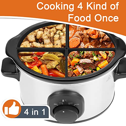 Slow Cooker Divider, Silicone Slow Cooker Liner BPA Free, Dishwasher Safe Fit 6QT (4 Count, Black)