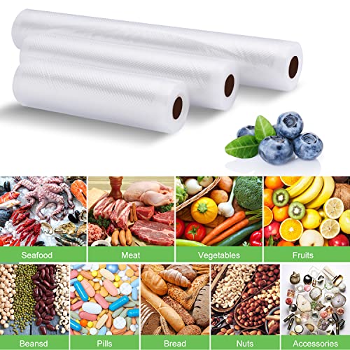 Vacuum Sealer Bags for Food Saver Vacuum Sealer Bags Rolls 3 Pack 6 8 11 Inch Food Vacuum Seal Bags Freezer Bags For Vacuum Sealer Machine Vtuuu Food Storage Bags