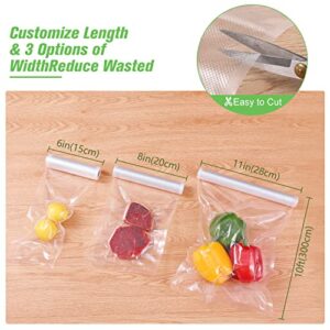 Vacuum Sealer Bags for Food Saver Vacuum Sealer Bags Rolls 3 Pack 6 8 11 Inch Food Vacuum Seal Bags Freezer Bags For Vacuum Sealer Machine Vtuuu Food Storage Bags