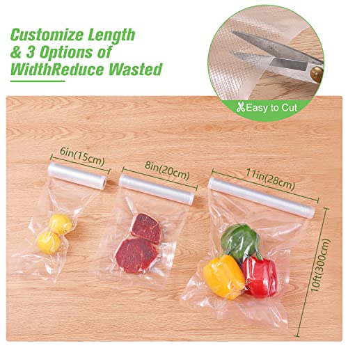 Vacuum Sealer Bags for Food Saver Vacuum Sealer Bags Rolls 3 Pack 6 8 11 Inch Food Vacuum Seal Bags Freezer Bags For Vacuum Sealer Machine Vtuuu Food Storage Bags