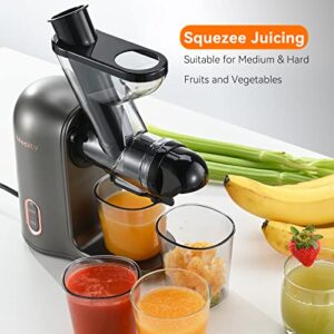 Mecity Small Masticating Juicer Electirc Slow Juicer with Reverse Function for Home, Easy to Clean Juicer Extractor with Travel Bottle, Self-Feeding Juice Maker for Vegetable and Fruit