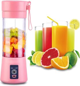 portable blenders,personal size blender smoothies and shakes, usb rchargeable juicer cup with six blades in handheld blender sports,travel and home (pink)