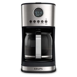 krups essential 12 cup drip coffee maker, digital programmable brewer with auto-start & keep warm