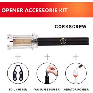 Air Pressure Pump Bottle Opener With Foil Cutter,Aerator Pourer,Vacuum Stopper(4PCS),Simple Cork Remover ,Efficient Corkscrew Bottle Opener,Great For Wine Lovers,Perfect Wine Gift.