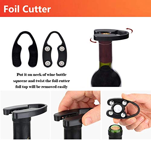 Air Pressure Pump Bottle Opener With Foil Cutter,Aerator Pourer,Vacuum Stopper(4PCS),Simple Cork Remover ,Efficient Corkscrew Bottle Opener,Great For Wine Lovers,Perfect Wine Gift.