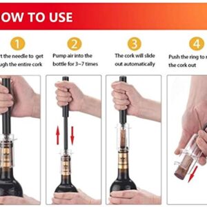 Air Pressure Pump Bottle Opener With Foil Cutter,Aerator Pourer,Vacuum Stopper(4PCS),Simple Cork Remover ,Efficient Corkscrew Bottle Opener,Great For Wine Lovers,Perfect Wine Gift.