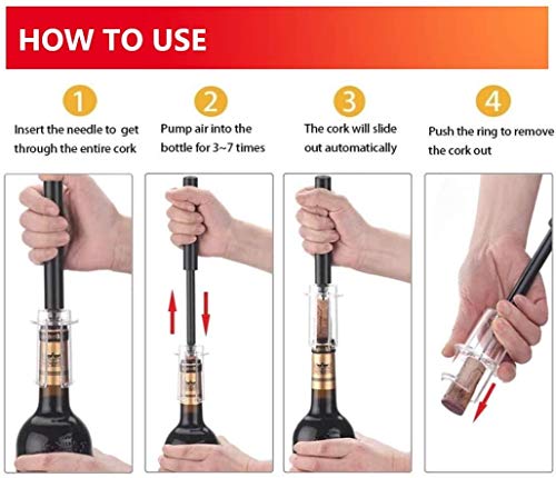 Air Pressure Pump Bottle Opener With Foil Cutter,Aerator Pourer,Vacuum Stopper(4PCS),Simple Cork Remover ,Efficient Corkscrew Bottle Opener,Great For Wine Lovers,Perfect Wine Gift.