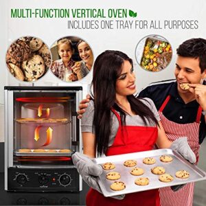 Nutrichef Upgraded Multi-Function Rotisserie Oven - Vertical Countertop Oven with Bake, Turkey Thanksgiving, Broil Roasting Kebab Rack with Adjustable Settings, 2 Shelves 1500 Watt - AZPKRT97