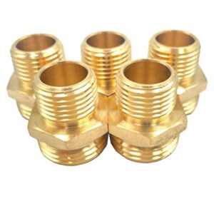 5 Pcs 3/4”GHT Male X 1/2”NPT Male Solid Brass Garden Hose Fittings Connectors Adapter,GHT To NPT Adapter Pipe Fitting Connect