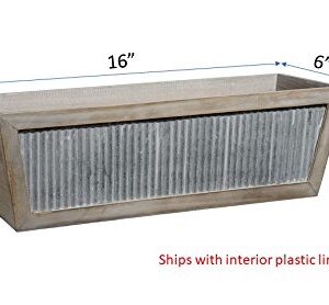 Classic Home and Garden Wood Window Box - Galvanized Accent