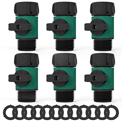 Asgens Garden Hose Shut Off Valve, Garden Hose Turn Off Valve Garden Hose Connector Set with Rubber Washers 12 Pc+ Valve 6 Pc, Standard 3/4" Thread