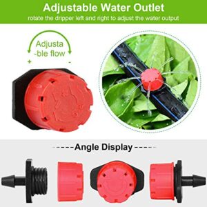 Kalolary 200Pcs Adjustable Irrigation Drippers Sprinklers 360 Degree 1/4 Inch Barbed Drip Emitter Watering Sprinklers Anti-Clogging Drippers for Garden Watering System