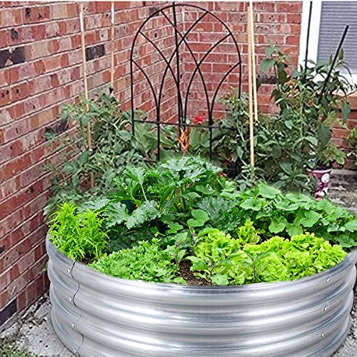 FORTUNO Round Galvanized Raised Garden Bed Box 3 FT (2 Pack) Metal Outdoor Flower Bed Steel Patio Ground Planter for Planting Vegetables and Herb, Silver