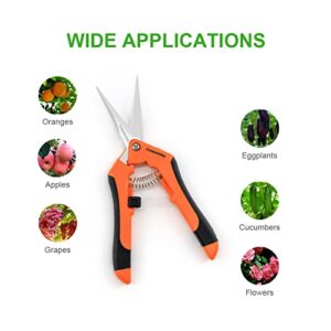 HOMEANING 1PC Pruning Shears,Trimming Scissors, Blades Gardening Hand Pruning Snips Titanium Coated Precision Bonsai Pruning Shears, Convenient and Efficient Flower Cutters (Orange)