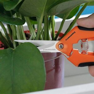 HOMEANING 1PC Pruning Shears,Trimming Scissors, Blades Gardening Hand Pruning Snips Titanium Coated Precision Bonsai Pruning Shears, Convenient and Efficient Flower Cutters (Orange)