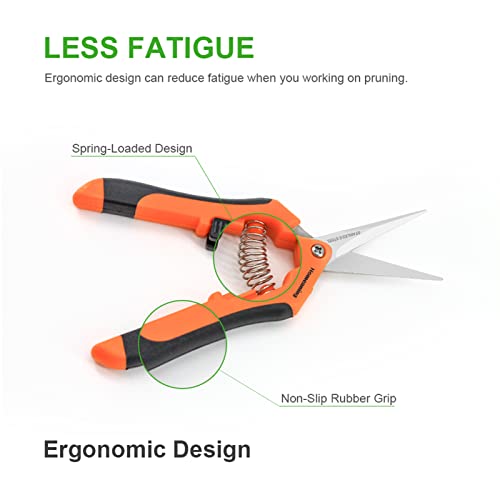 HOMEANING 1PC Pruning Shears,Trimming Scissors, Blades Gardening Hand Pruning Snips Titanium Coated Precision Bonsai Pruning Shears, Convenient and Efficient Flower Cutters (Orange)