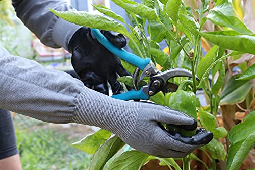 CHARGUY Long Sleeve Gardening Gloves, No-Slip Grip, Strong, Durable Garden Work Glove Protective, Flexible Sleeves, Extended Cuff, Women/Men, 1 Pair