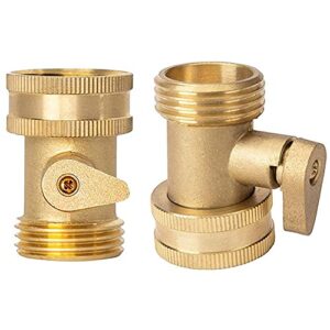 Joywayus 1/2"NPS Female x 3/4"GHT Male Brass Bulkhead Water Tank Connector & Garden Hose Shut Off Valve Kit with Rubber Washers and Teflon Tape