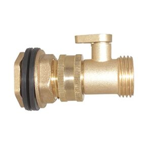 Joywayus 1/2"NPS Female x 3/4"GHT Male Brass Bulkhead Water Tank Connector & Garden Hose Shut Off Valve Kit with Rubber Washers and Teflon Tape