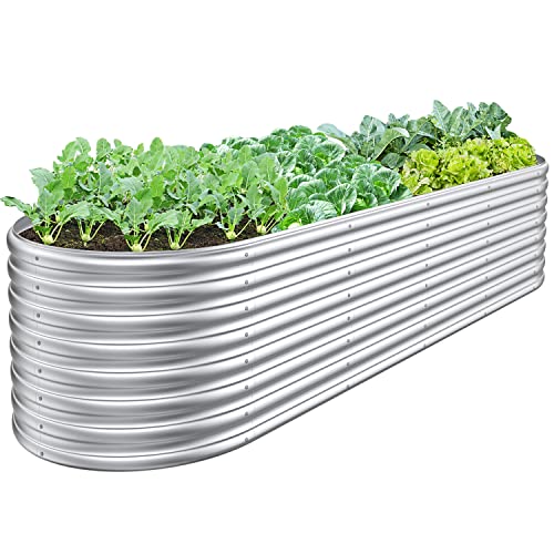 9x2x2ft Galvanized Raised Garden Bed for Vegetables, 9 in 1 Adjustable Outdoor Garden Raised Planter Box, Raised Beds for Gardening Flower