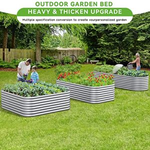 9x2x2ft Galvanized Raised Garden Bed for Vegetables, 9 in 1 Adjustable Outdoor Garden Raised Planter Box, Raised Beds for Gardening Flower