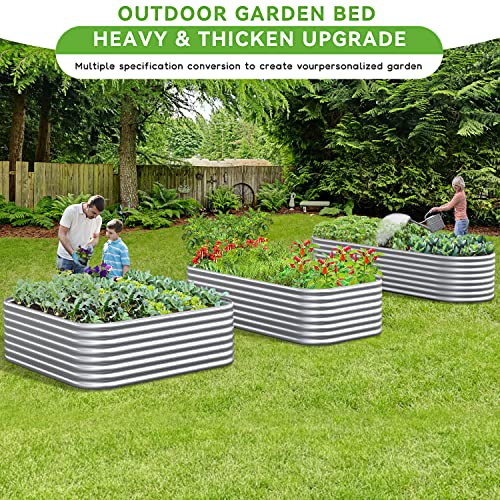 9x2x2ft Galvanized Raised Garden Bed for Vegetables, 9 in 1 Adjustable Outdoor Garden Raised Planter Box, Raised Beds for Gardening Flower