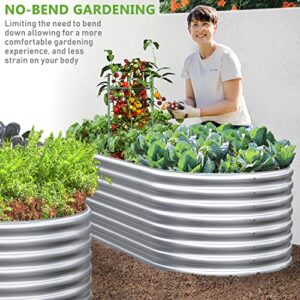 9x2x2ft Galvanized Raised Garden Bed for Vegetables, 9 in 1 Adjustable Outdoor Garden Raised Planter Box, Raised Beds for Gardening Flower