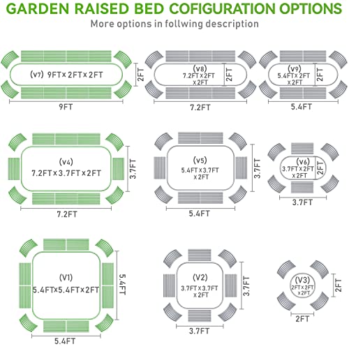 9x2x2ft Galvanized Raised Garden Bed for Vegetables, 9 in 1 Adjustable Outdoor Garden Raised Planter Box, Raised Beds for Gardening Flower