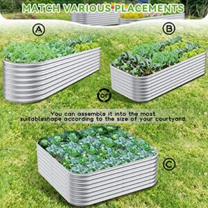 9x2x2ft Galvanized Raised Garden Bed for Vegetables, 9 in 1 Adjustable Outdoor Garden Raised Planter Box, Raised Beds for Gardening Flower