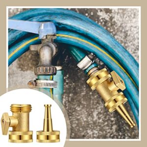 LEIFIDE 8 Pcs Brass Jet Nozzle Water Nozzle High Pressure Hose Nozzle with Garden Hose Shutoff Valve Brass Heavy Duty 3/4 Inch GHT Connector for Garden Hose