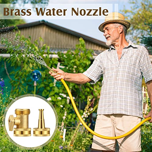 LEIFIDE 8 Pcs Brass Jet Nozzle Water Nozzle High Pressure Hose Nozzle with Garden Hose Shutoff Valve Brass Heavy Duty 3/4 Inch GHT Connector for Garden Hose