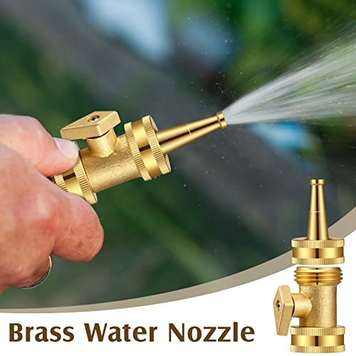 LEIFIDE 8 Pcs Brass Jet Nozzle Water Nozzle High Pressure Hose Nozzle with Garden Hose Shutoff Valve Brass Heavy Duty 3/4 Inch GHT Connector for Garden Hose