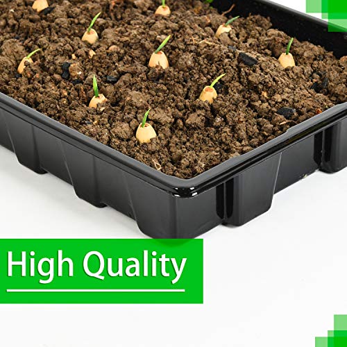 10 Pack Strong Plant Growing Trays, Extra Strength Durable Black Plastic Growing Trays (Without Drain Holes) for Greenhouse and Flowers, Wheatgrass, Sprouting, Plants Growing