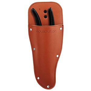 housolution garden pruner sheath, pruner tool holster, premium pu leather holster protective case cover scabbard for gardening pruning shears scissor – brown