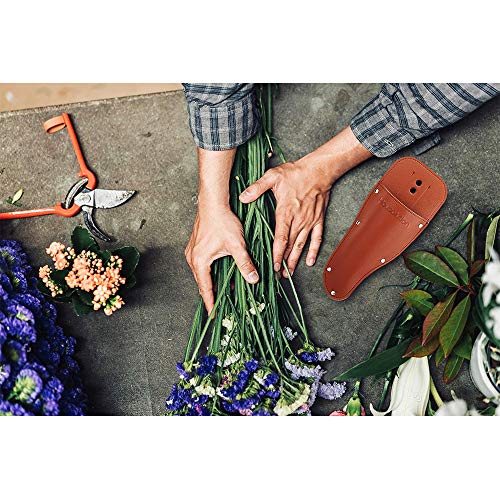 Housolution Garden Pruner Sheath, Pruner Tool Holster, Premium PU Leather Holster Protective Case Cover Scabbard for Gardening Pruning Shears Scissor - Brown