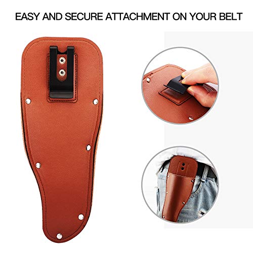 Housolution Garden Pruner Sheath, Pruner Tool Holster, Premium PU Leather Holster Protective Case Cover Scabbard for Gardening Pruning Shears Scissor - Brown