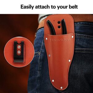 Housolution Garden Pruner Sheath, Pruner Tool Holster, Premium PU Leather Holster Protective Case Cover Scabbard for Gardening Pruning Shears Scissor - Brown