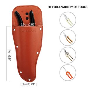 Housolution Garden Pruner Sheath, Pruner Tool Holster, Premium PU Leather Holster Protective Case Cover Scabbard for Gardening Pruning Shears Scissor - Brown