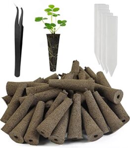 100 pack grow sponges, replacement root growth sponges seed pods compatible with aerogarden, seedling starter sponges kit for hydroponic indoor garden system, growing medium with 20pcs plant labels