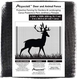 aspectek deer and animal fence netting, 6.56 x 100 feet bird netting for garden protection, easy to use and reusable, black