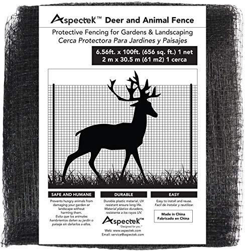 ASPECTEK Deer and Animal Fence Netting, 6.56 x 100 Feet Bird Netting for Garden Protection, Easy to Use and Reusable, Black