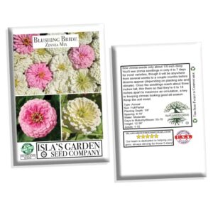 "Blushing Bride Mix" Zinnia Seeds for Planting, 200+ Flower Seeds Per Packet, (Isla's Garden Seeds), Non GMO & Heirloom Seeds, Botanical Name: Zinnia elegans, Great Home Garden Gift