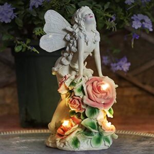 vasstnestar garden angel outdoor decor garden statue,solar powered outdoor resin statues-patio lawn yard porch, funny garden angel ornaments figurines for outside garden gifts (prayer)