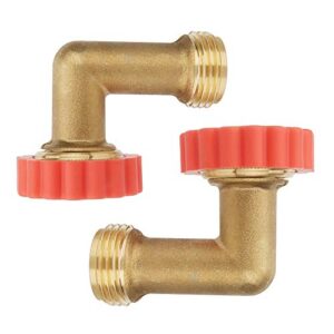 watflow lead-free brass 90° hose saver, garden hose adapter, garden hose connector, 90 degree hose elbow,water hose saver, 2 pcs